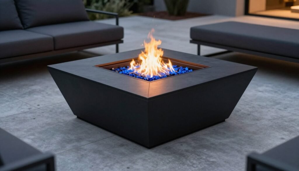 sleek modern fire pit with geometric design