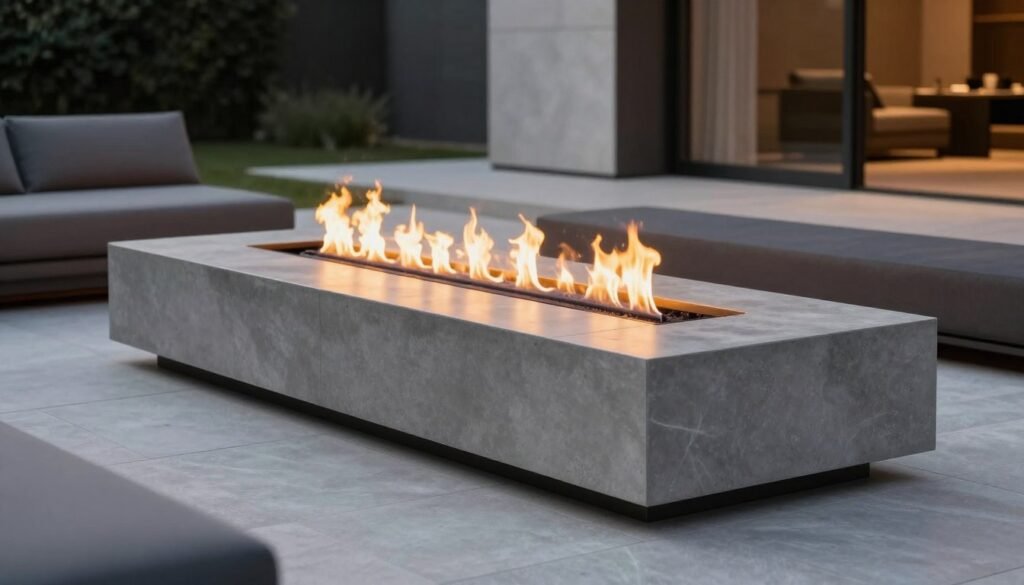 sleek modern fire pit with minimalist design and clean lines