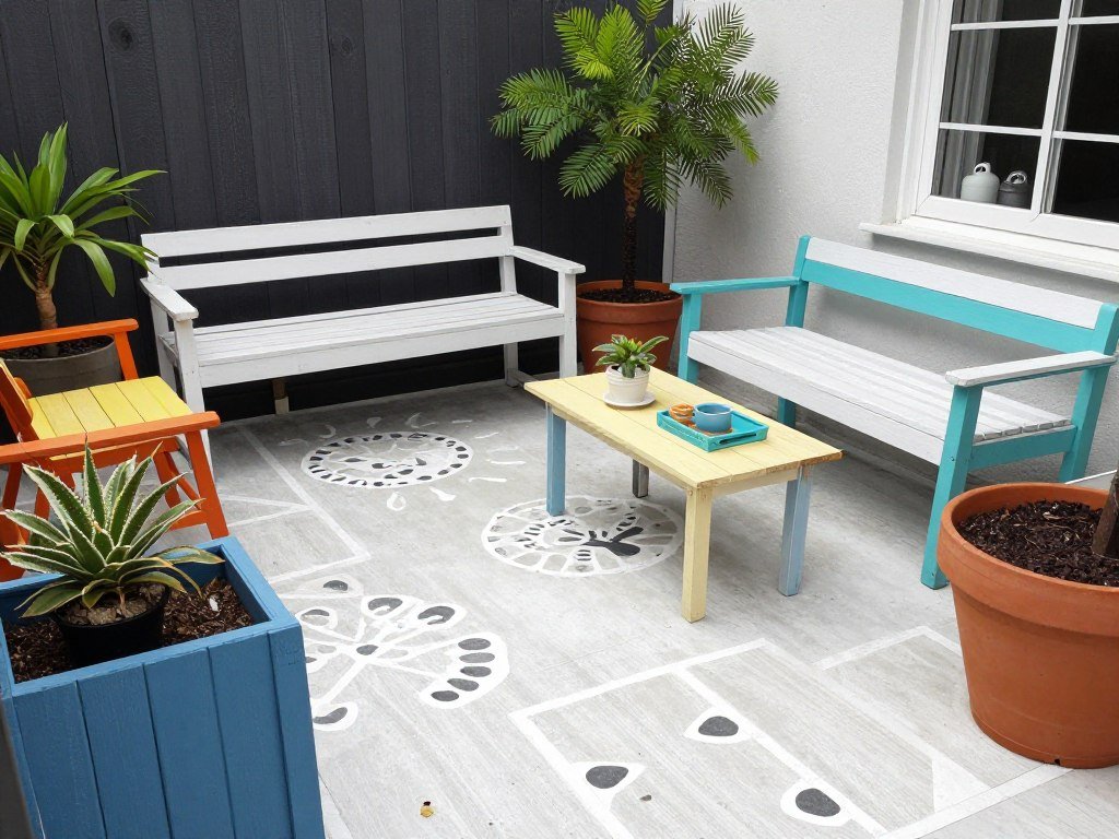 small budget patio with creative DIY solutions