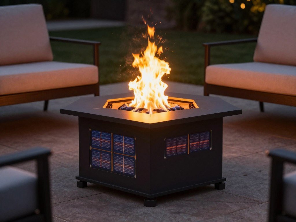 solar-powered LED fire pit alternative