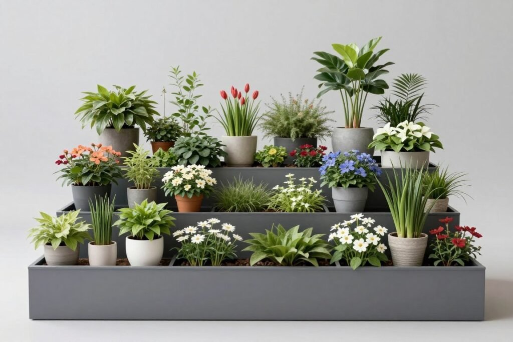 tiered container garden display