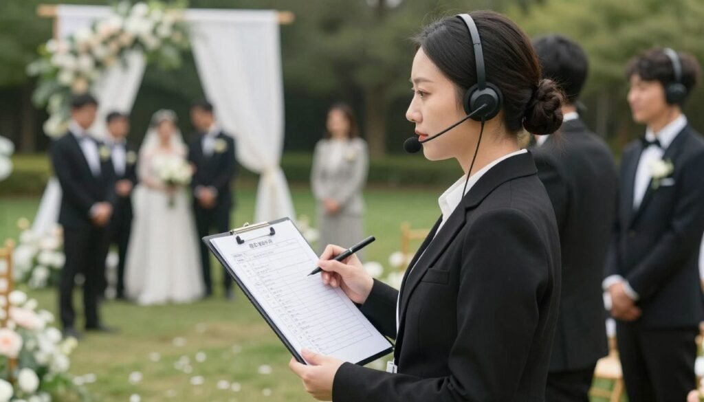 wedding coordinator managing timeline and vendors on wedding day wedding coordinator managing timeline and vendors on wedding day