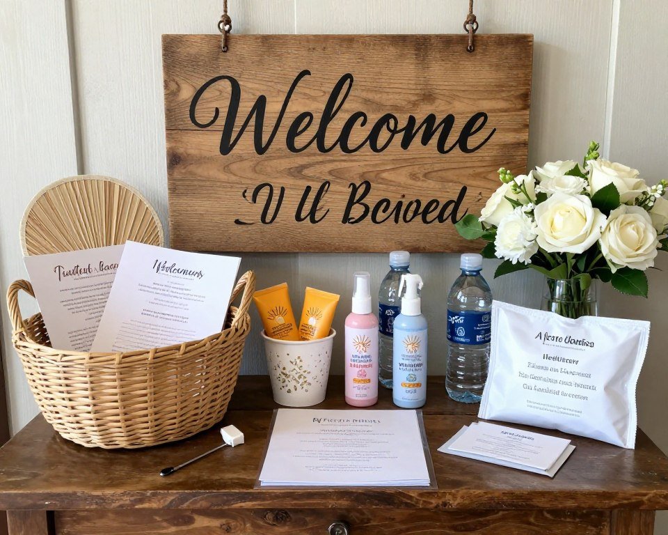 wedding welcome sign and comfort station for backyard wedding guests wedding welcome sign and comfort station for backyard wedding guests