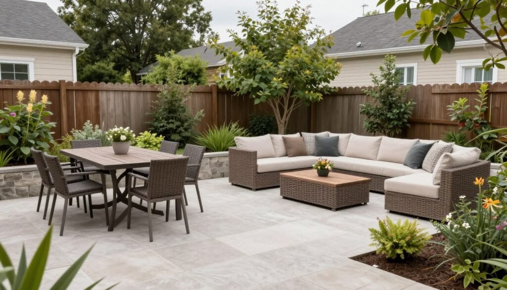 well-defined outdoor room with distinct zones