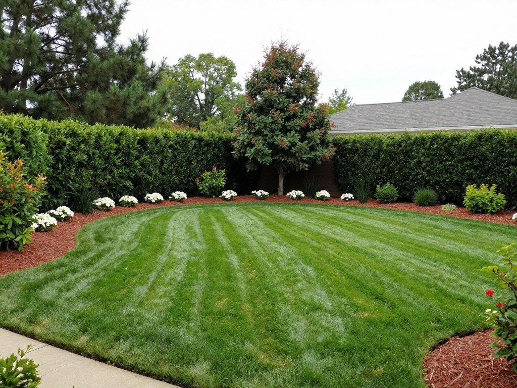 well-maintained backyard lawn prepared for wedding ceremony