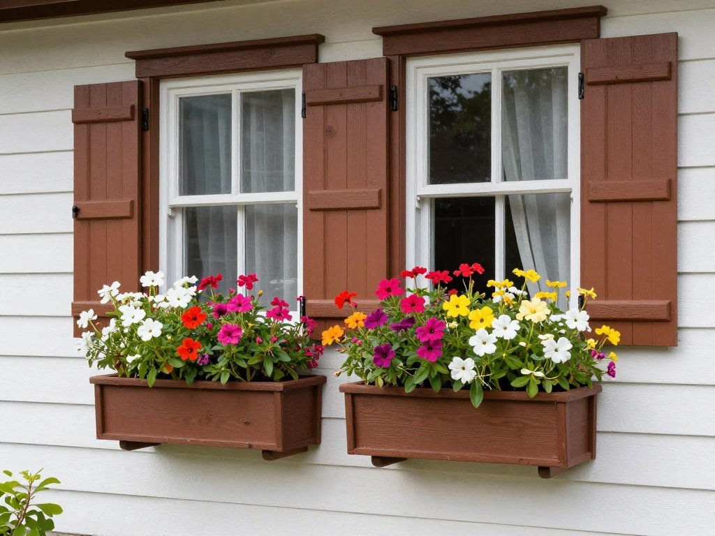 window boxes with flowering plants