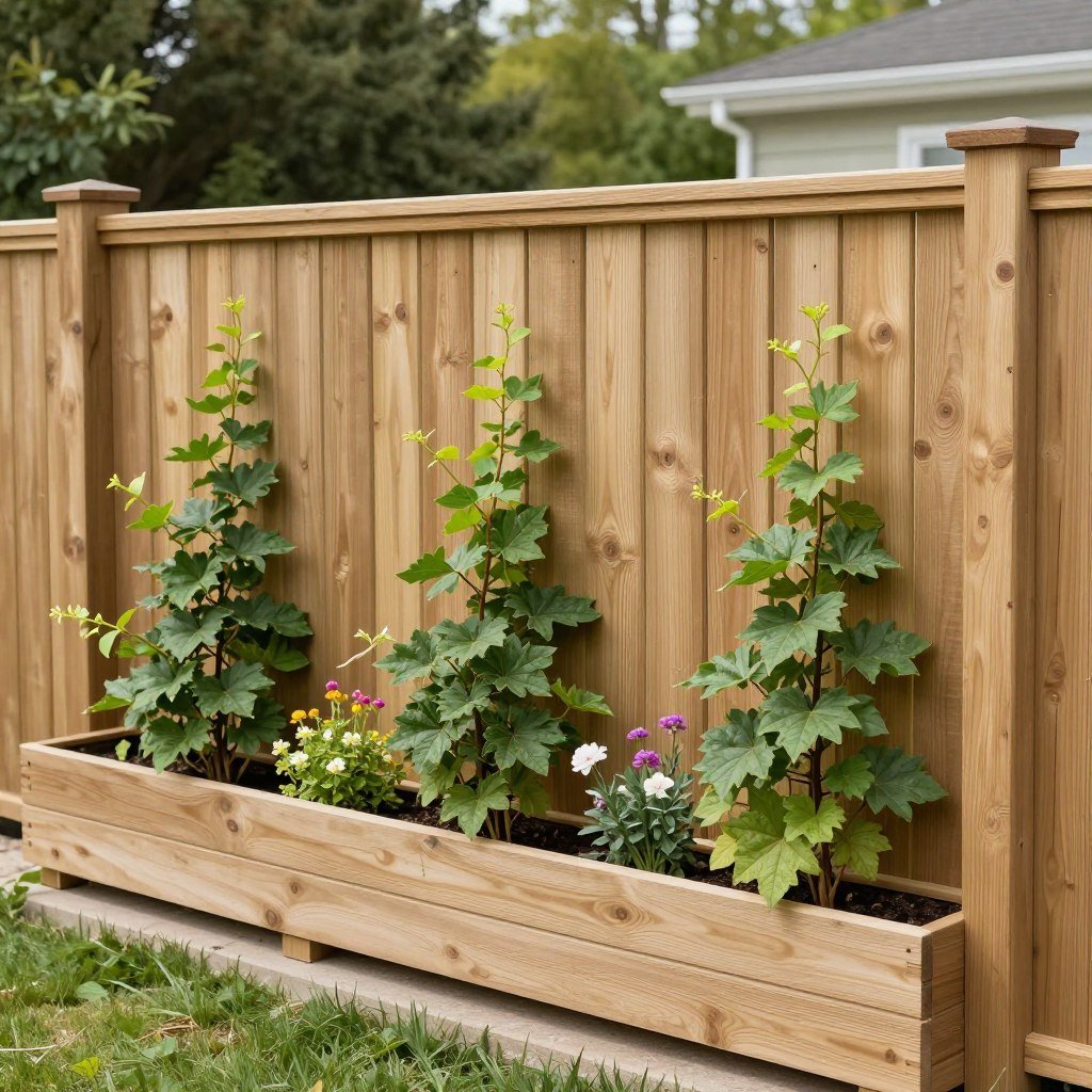 wooden fence with climbing vines